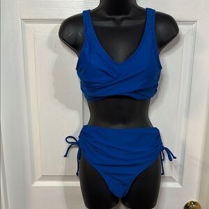 Royal blue one piece swim suit, size large, NWOT.